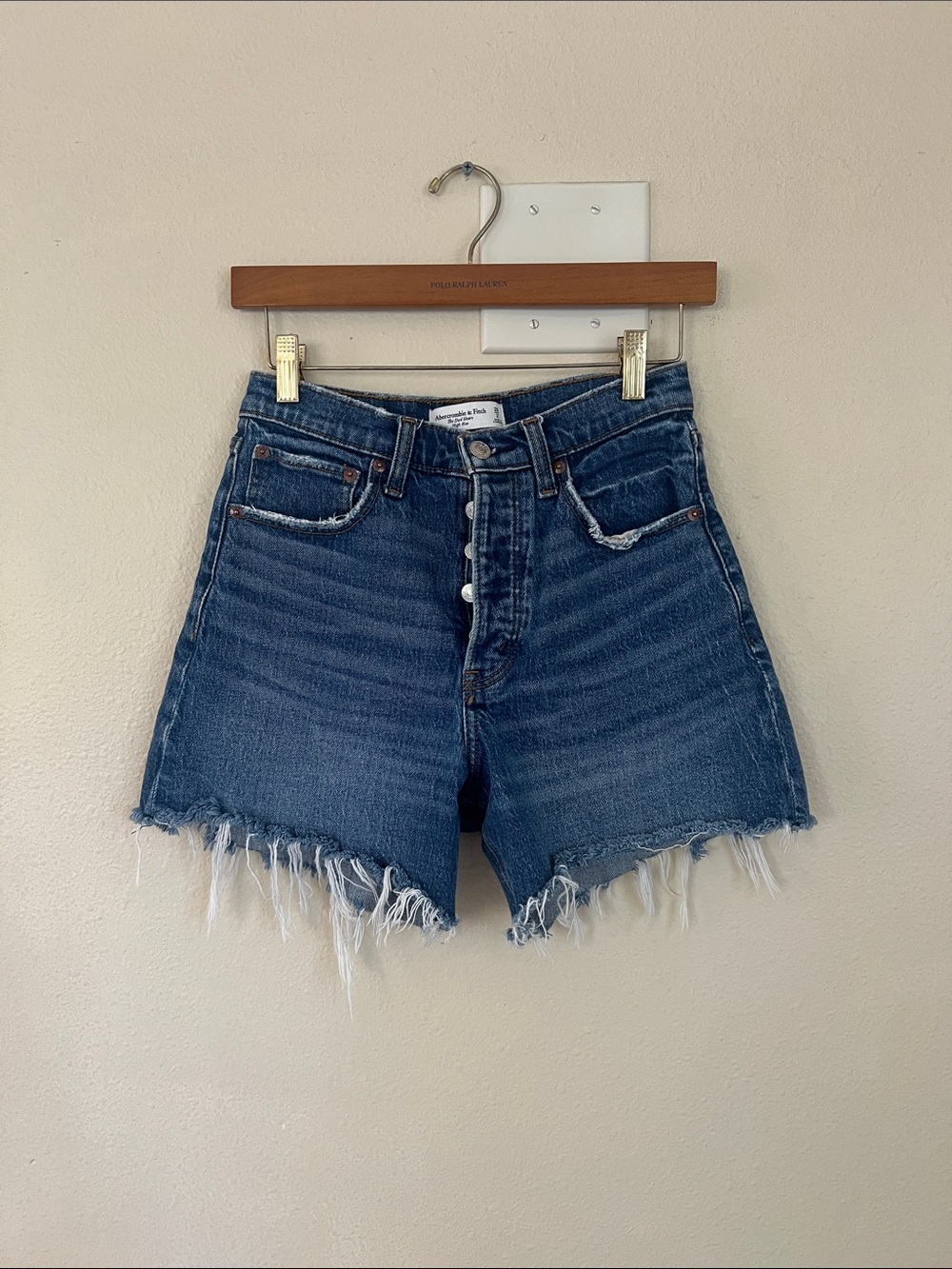 Abercrombie & Fitch The Dad Short Blue Button-Fly High-Rise